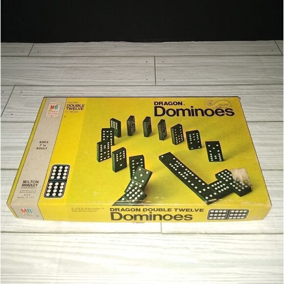 Vintage Double Twelve Dragon Dominoes 1970 Set Original Box 91 Pieces Game #4133 - Picture 1 of 7